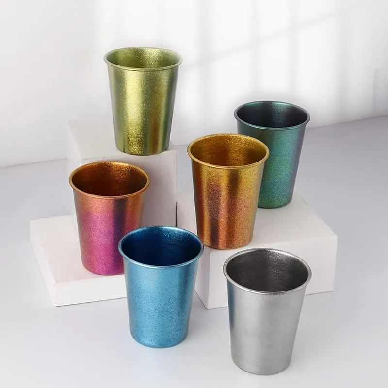 4pc pure titanium cup outdoor camping color mug portable water cup 350ml coffee cup(BS)