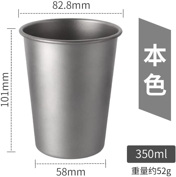 4pc pure titanium cup outdoor camping color mug portable water cup 350ml coffee cup(BS)