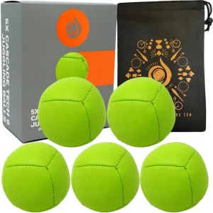 5 x 110g Six Panel Thud Juggling Balls & Bag - Set of 3 Juggling Balls (Green)