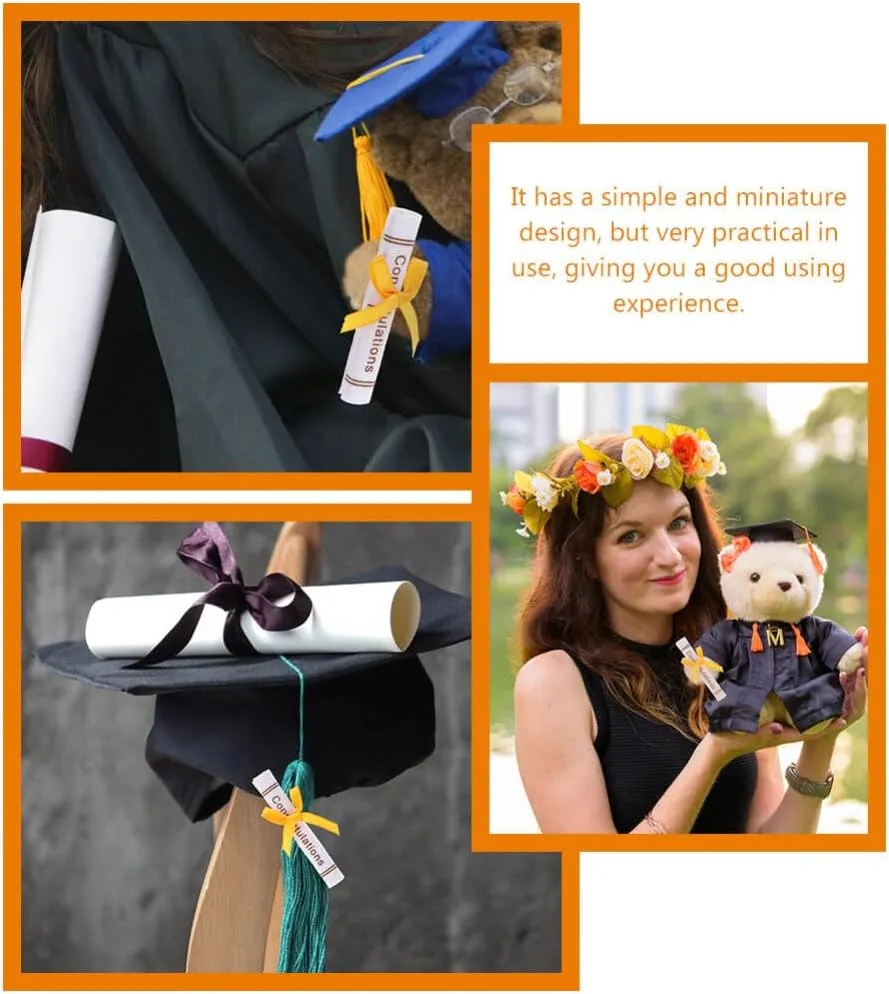 50pcs Miniature Non-Woven Graduation Bear Doll Decor DIY for Graduation Ornament Stable Decor for Bear Flowerpots Bookshelves and Mini Scenes