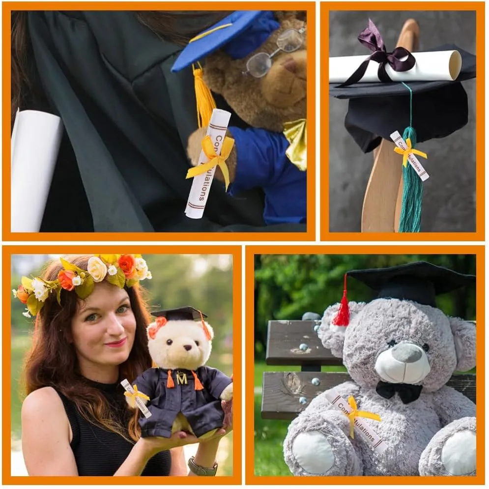 50pcs Miniature Non-Woven Graduation Bear Doll Decor DIY for Graduation Ornament Stable Decor for Bear Flowerpots Bookshelves and Mini Scenes