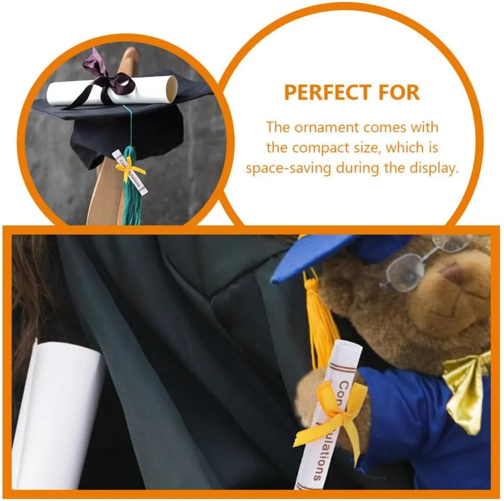 50pcs Miniature Non-Woven Graduation Bear Doll Decor DIY for Graduation Ornament Stable Decor for Bear Flowerpots Bookshelves and Mini Scenes