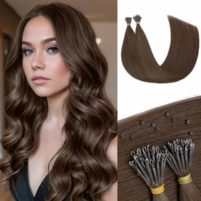 50pcs Nano Beads Hair Extensions Straight Nano Beads For Hair Pre-Bonded Seamless Nano Tip Real Human Hair，20Inch Dark Brown,50g