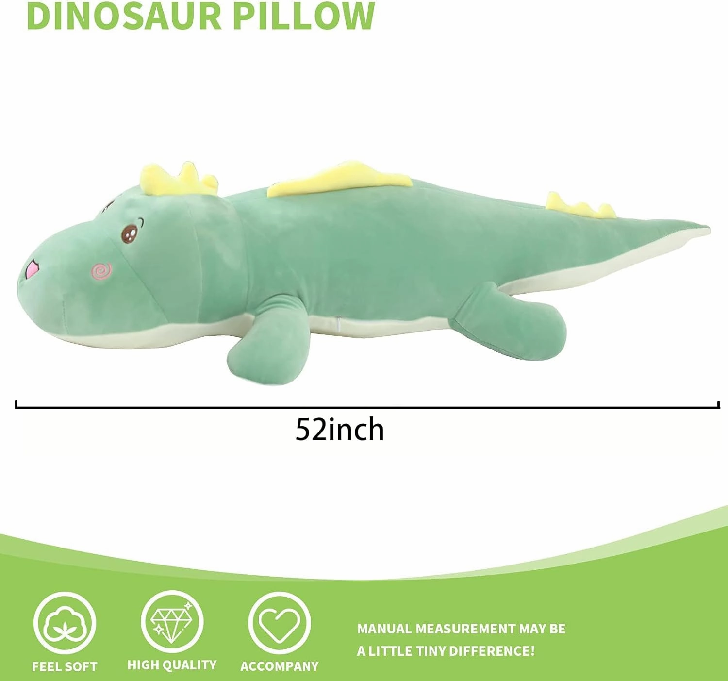 52 inch Jumbo Dinosaur Plush, Huge 4 Feet Large Dinosaur Stuffed Animals, Big Dinosaurs Plushies Body Pillows, Gifts for Kids Boys Girls, Birthday