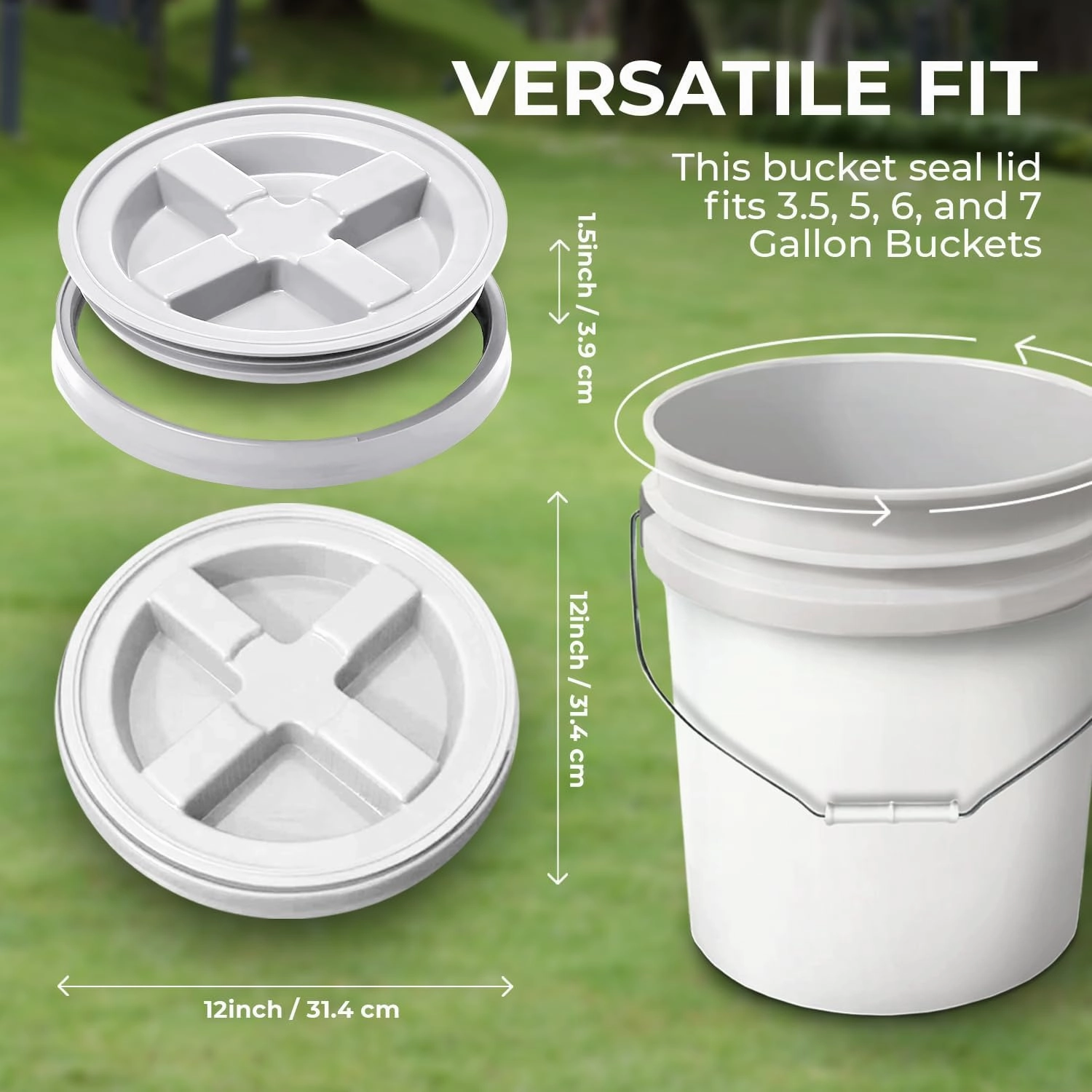 5-Gallon Dark Blue Bucket Pail with Gamma Seal Screw on Airtight Lid, Metal Handles with Plastic Grip for Easy Carrying, Stack and Store, Heavy-Duty 90MIL Extra Durable, Food Grade, BPA Free - 3 Pack
