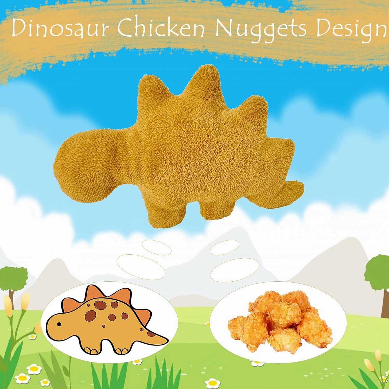 5 Packs Dino Nugget Pillow Plush, Large Dinosaur Chicken Nugget Pillow Stuffed Animal Plush Toy, Dino Nugget Dinosaur Theme Party Decoration Birthday for Kids Boys Girls