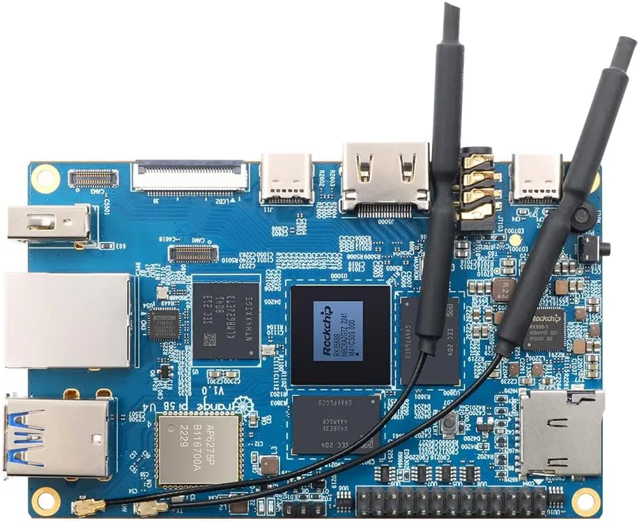 5B 16GB Rockchip RK3588S with 256GB eMMC 8 Core 64 Bit Wi-Fi6, BT5.0 Single Board Computer, 2.4GHz Frequency Open Source Board Run Orange Pi OS,Android,Debian,Ubuntu (Pi 5B 16G256G)