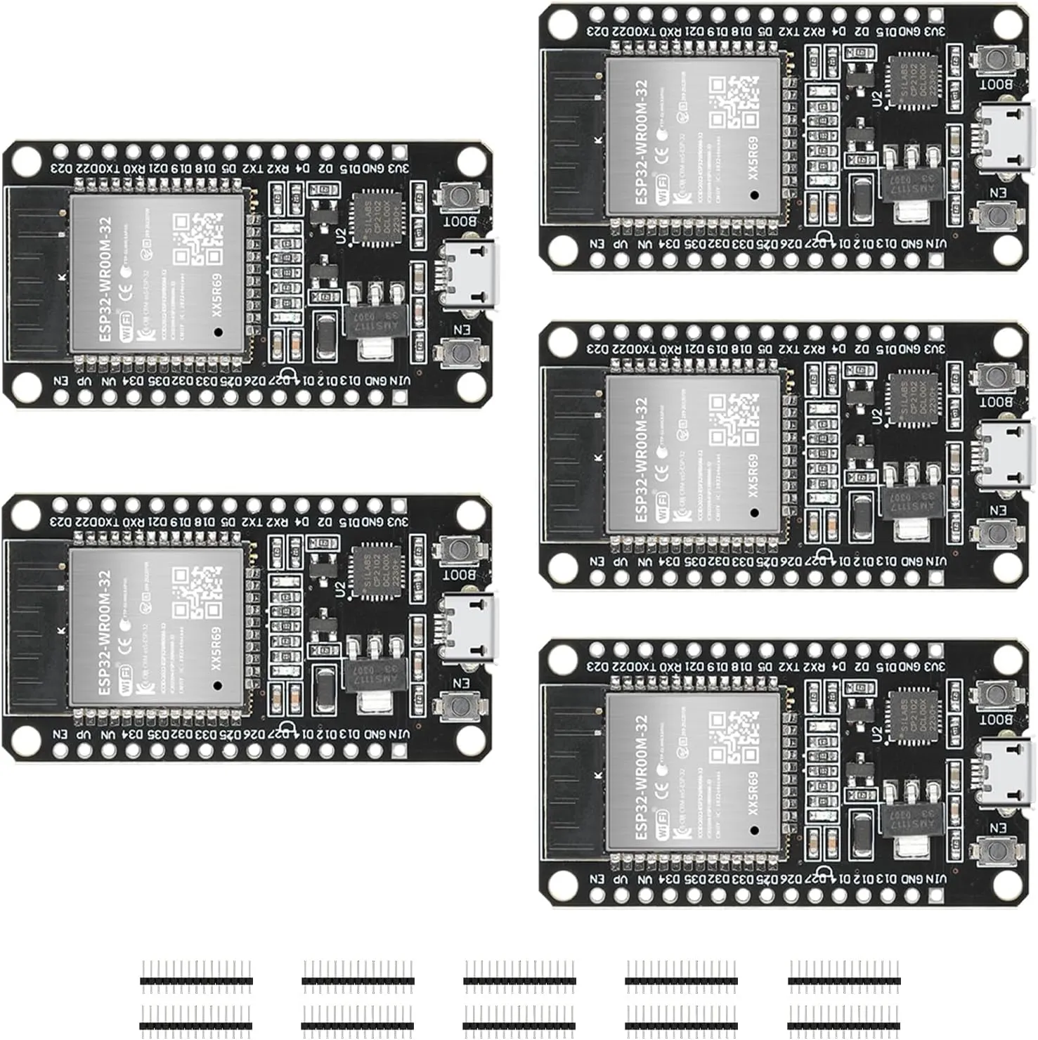 5pcs ESP32 ESP-32S Development Board ESP-WROOM-32 Module 2.4GHz Dual-Mode WiFi   Bluetooth Processor 2-in-1 Dual Cores Microcontroller Integrated Chip CP2102 for Arduino IDE