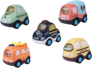 5Pcs Inertia Car Cartoon Playthings for Boys and Safe and Compact Design for Hand Eye Coordination Development
