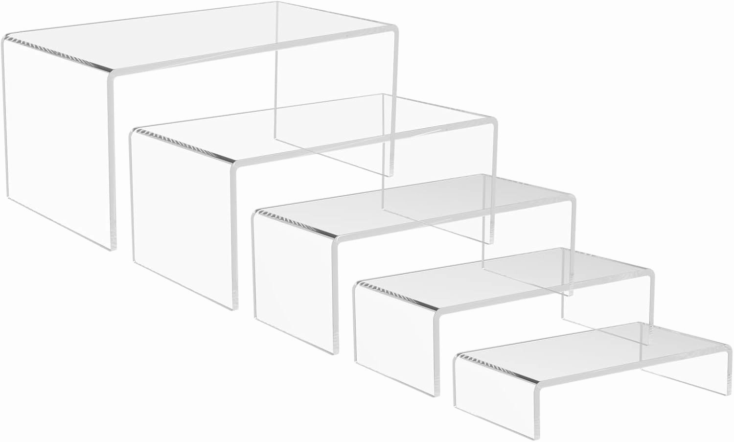 5PCS acrylic display stand, Acrylic Display Risers, 5 Sizes Clear Product Stand, Jewelry Display Riser Shelf Showcase Fixtures For Collectibles Display, Figure Display