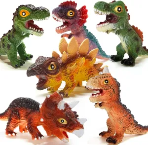 6 Piece Jumbo Dinosaur Toys for Kids 3-5, Soft Dinosaurs with Sound, Perfect Party Favors for Kids' Birthdays
