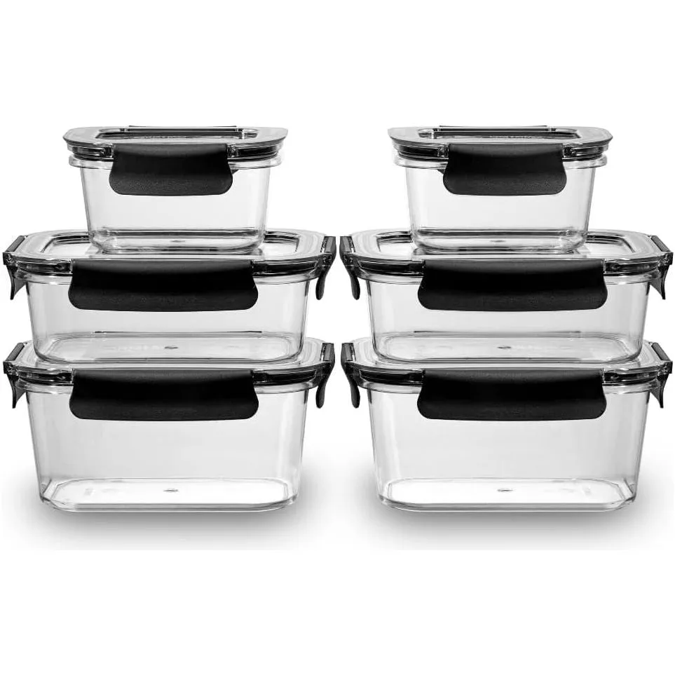 6 Set Quad-Lock Pantry Storage Container, 2 of Each Size (380mL, 880mL, 1250mL)