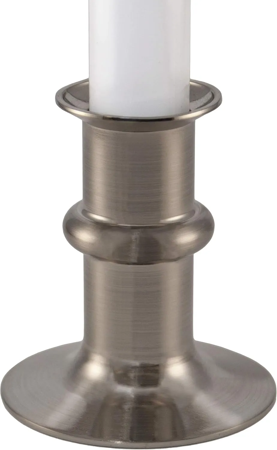 612 Vermont Ultra-Bright LED Window Candles with Timer, Battery Operated, Metal Base, White Candlestick, Adjustable Height (Pack of 4, Brushed Nickel)