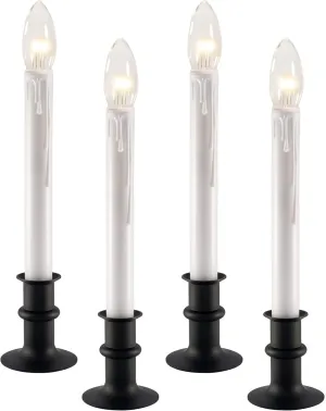 612 Vermont Ultra-Bright LED Window Candles with Timer, Battery Operated, Metal Base, White Candlestick, Adjustable Height (Pack of 4, Matte Onyx)