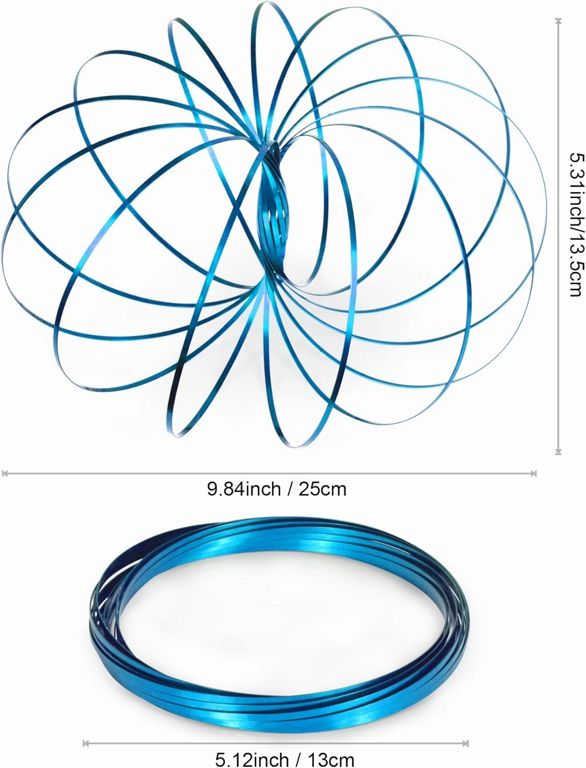 6 Pack Blue Spinner Ring Arm Magic Spring Arm Sculpture Ring Colored Magic Kinetic Spring Interactive Stress Relief Festival Accessories