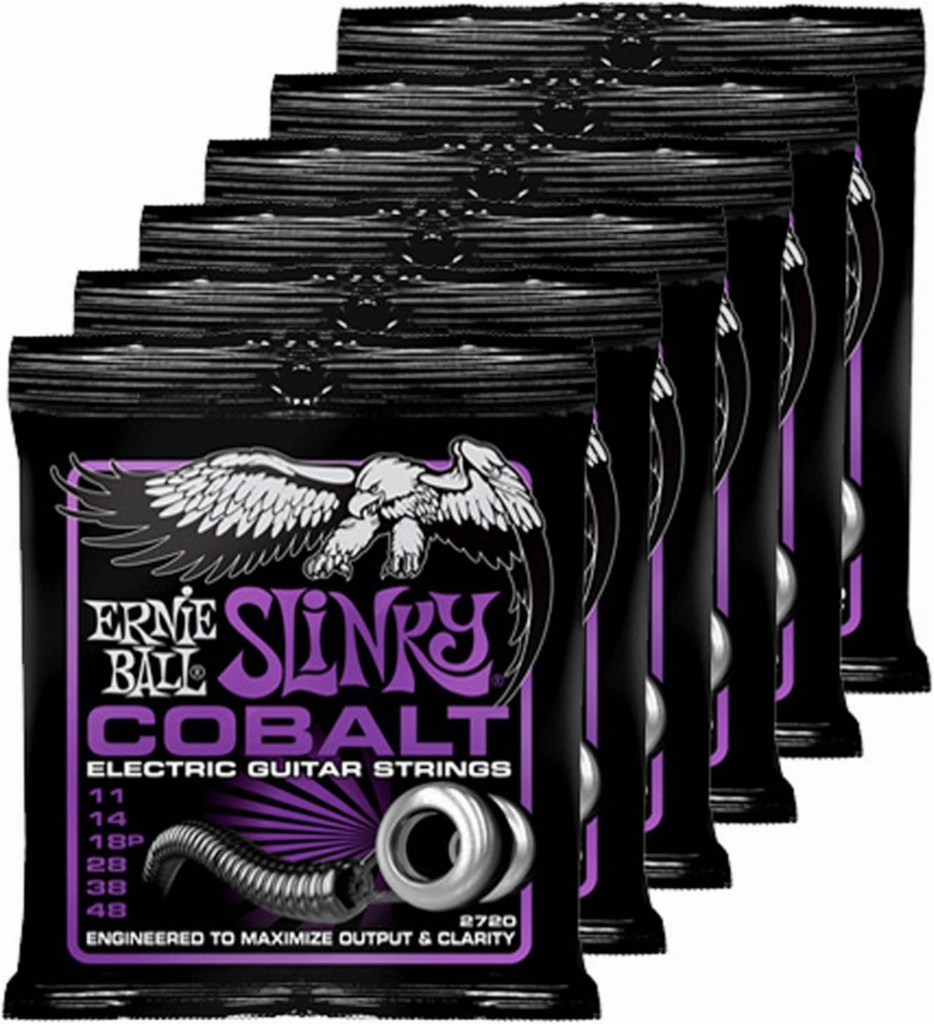 6 Sets of Ernie Ball Cobalt 2720 Power Slinky .011-.048 Guitar Strings