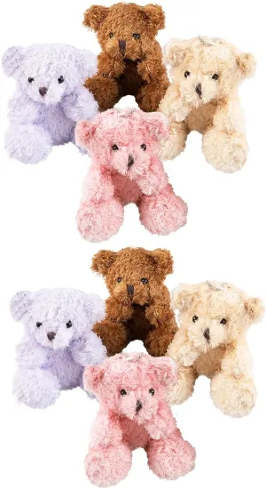 8 Pcs Mini Plush Bear, 4 Inch Stuffed Bear Doll Gift, Bulk Tiny Soft Animals Toys for Graduation Birthday Baby Shower Favors Wedding Party Keychain Bag Charm