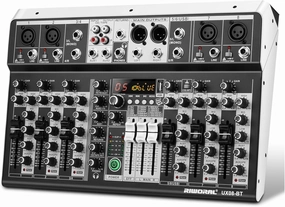 8 Channel Audio Mixer DJ Mixer Sound Board Console 16 Dsp USB Audio Interface MP3 Input  48V Phantom Bluetooth Studio Mixer Audio For Karaoke Streaming Recording