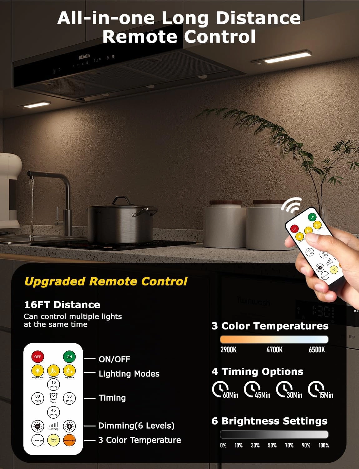 8" Ultra-Thin Under Cabinet Lighting Wireless, Aluminum Alloy Under Counter Lights for Kitchen, 3-Color-Temps Magnetic Closet Lights, Rechargeable Motion Sensor Light Indoor (6Pack, Silver)