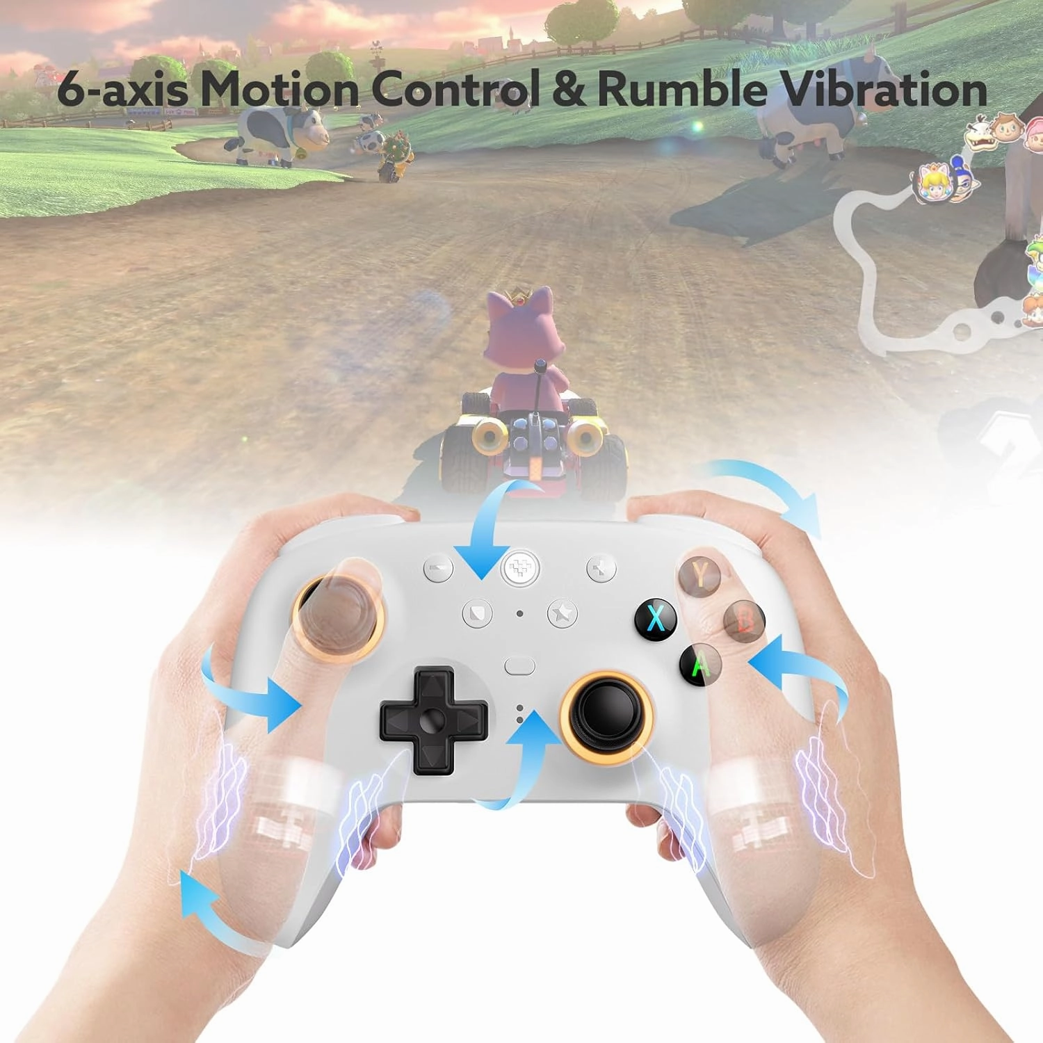 8Bitdo Ultimate 2 Wireless 2.4G Controller (TMR Joystick Update), Star-Ring RGB Lights, Adjustable Trigger Locks, Gamepad with Charging Dock for Windows PC, Android (White)