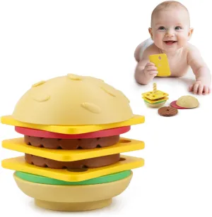 9 Layers Hamburger Spinning Stacking Toy, Ring Stacker Montessori Educational Learning Sensory Toys, Suitable for Gifts for Boys and Girl