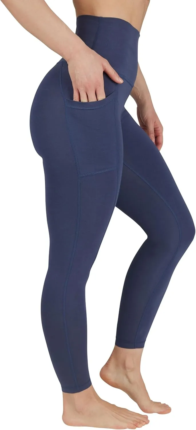 90 Degree By Reflex Cotton High Waist Ankle Length Compression Leggings with Elastic Free Waistband