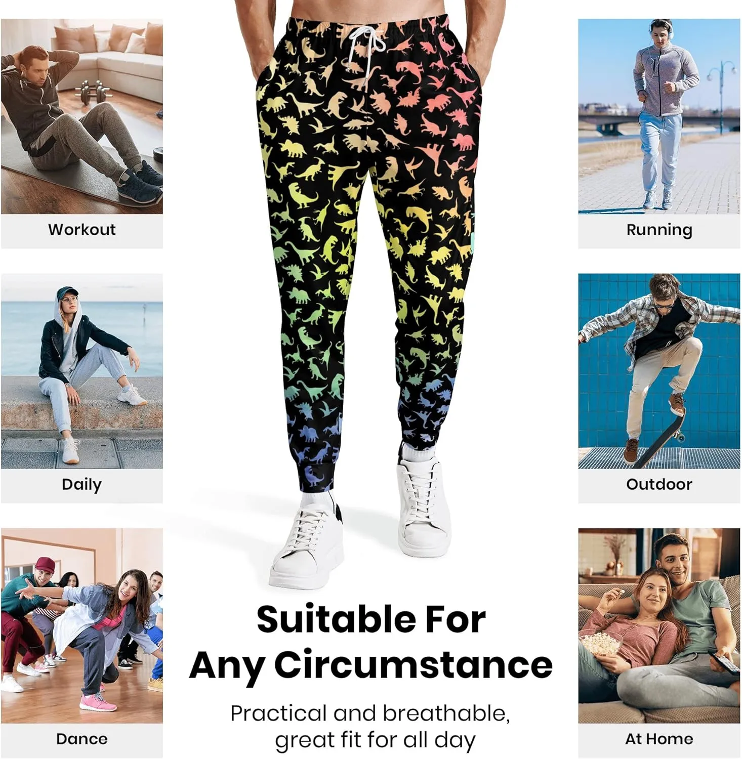 90s Joggers for Men 80s Sweatpants Funny Casual Track Pants with Elastic Waist Retro Sports Athletic Trousers