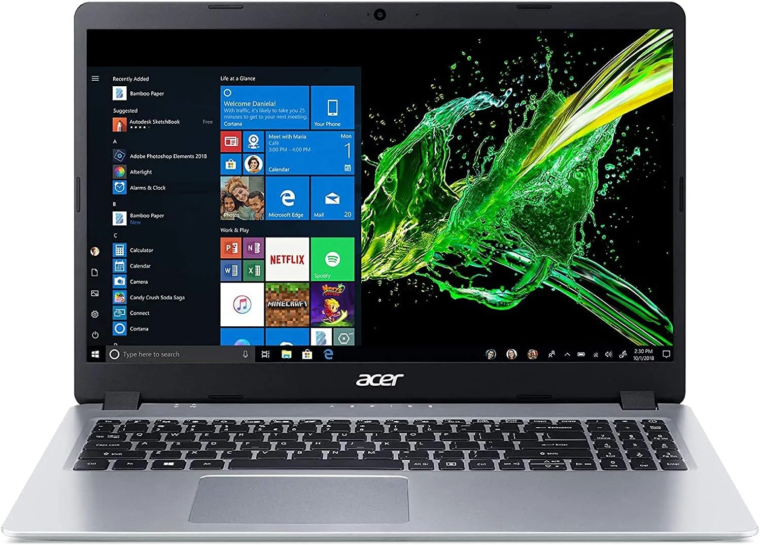Acer Aspire 5 A515-55-378V, 15.6" Full HD Display, 10th Gen Intel Core i3-1005G1 Processor (Up to 3.4GHz), 4GB DDR4, 128GB NVMe SSD, WiFi 6, HD Webcam, Backlit Keyboard, Windows 10 in S Mode