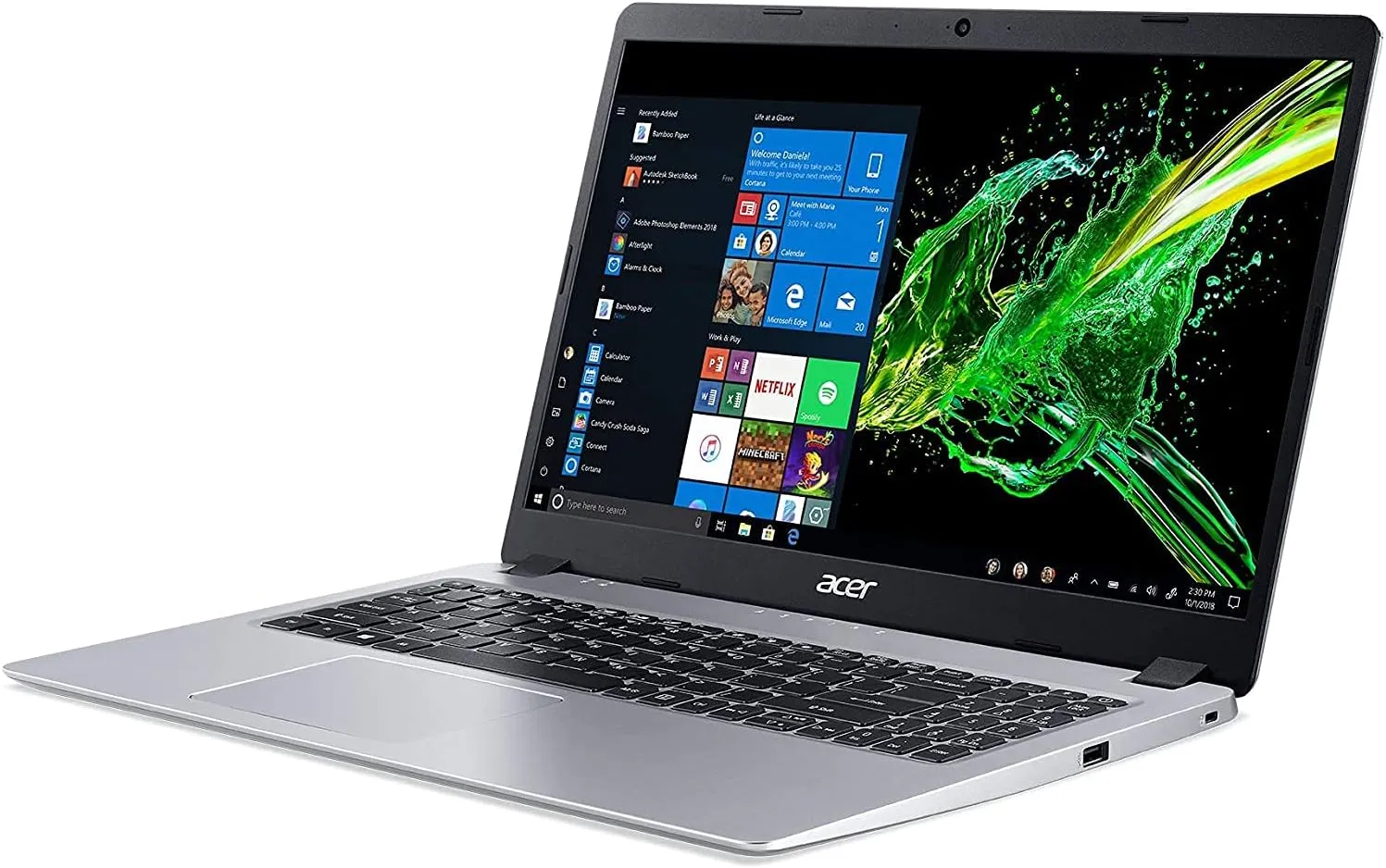 Acer Aspire 5 A515-55-378V, 15.6" Full HD Display, 10th Gen Intel Core i3-1005G1 Processor (Up to 3.4GHz), 4GB DDR4, 128GB NVMe SSD, WiFi 6, HD Webcam, Backlit Keyboard, Windows 10 in S Mode