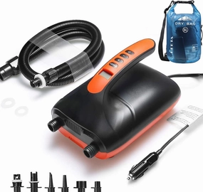 actoper Paddle Board Pump, 20PSI High Pressure SUP Electric Air Pump, 12V DC Smart Pump with Intelligent Dual Stage & Auto-Off for Air Mattresses, Inflatables Boats/Tent/Kayak, Stand Up Paddle Boards