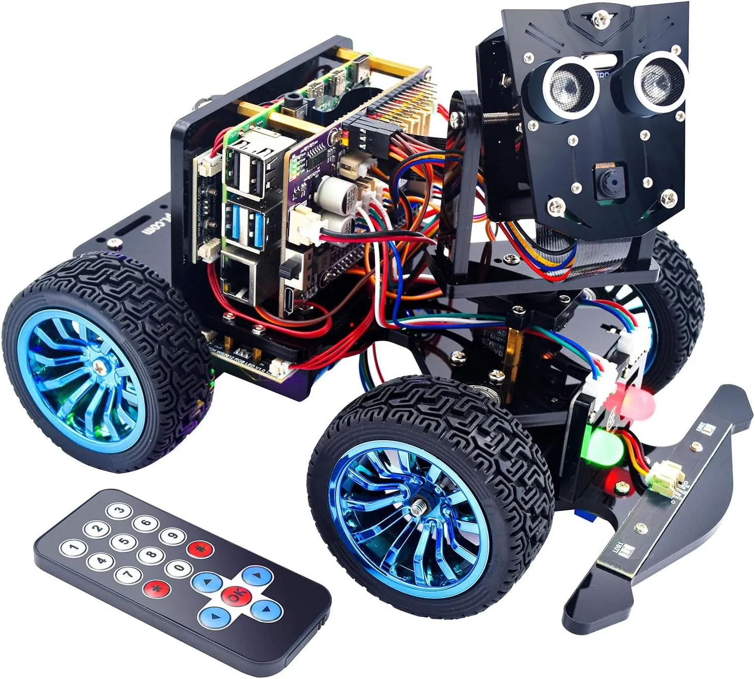 Adeept PiCar-B Mars Rover Smart Car Kit for Raspberry Pi 5/4B/3B/3B , Obstacle Avoidance, Line Tracking, Light Tracing, Camera, Speech Recognition, Python, PDF Tutorials(Raspberry Pi NOT Included)