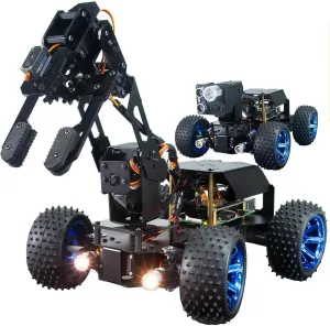 Adeept PiCar-Pro Compatible with Raspberry Pi Robot Kit Programming 2-in-1 Robotic with 4-DOF Robotics Arm, Electronic DIY Smart Car Kit for Teens Adults for RPi 4B Model 3B 3B 