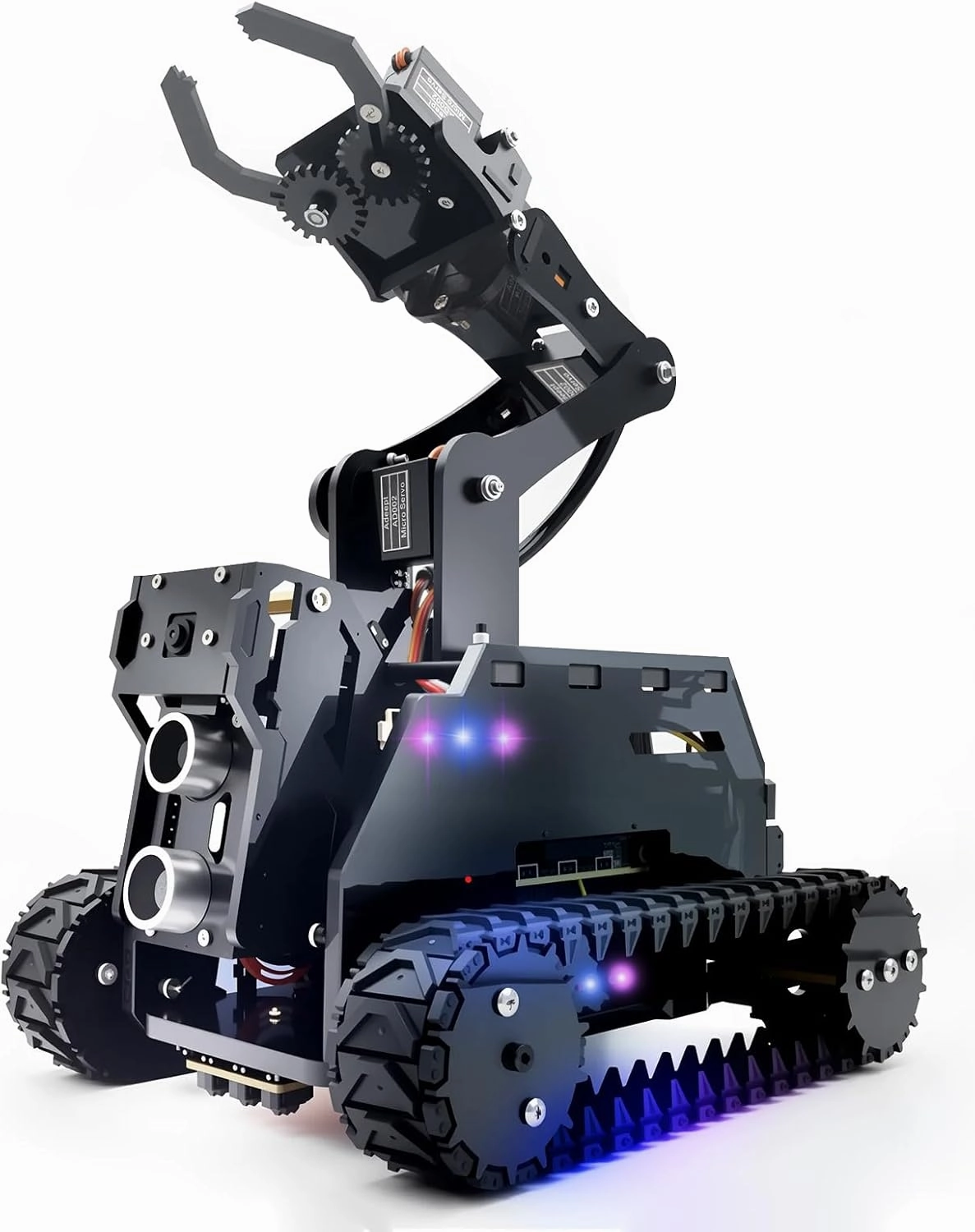 Adeept RaspTank Smart Robot Car Kit for Raspberry Pi 4B/3B/3B (Board Not Included), Tank Tracked Robot with 4-DOF Robotic Arm,Obstacle Avoidance, Line Tracking, USB-C Charging, with Digital Tutorials