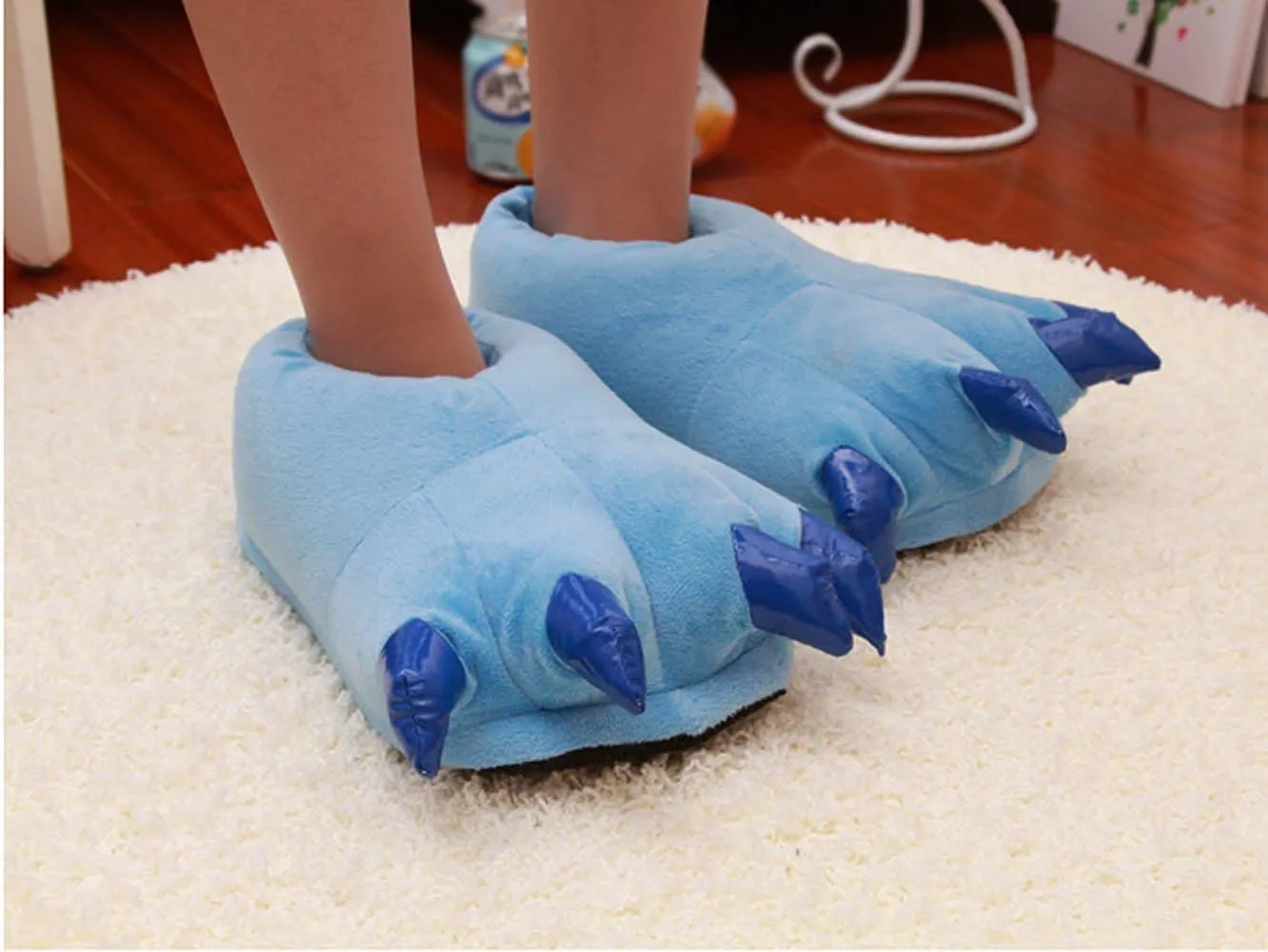 Adult Cute Plush Animal Paw Slippers Fuzzy Warm House Shoes