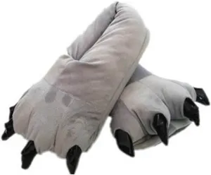 Adult Cute Plush Animal Paw Slippers Fuzzy Warm House Shoes