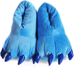 Adult Cute Plush Animal Paw Slippers Fuzzy Warm House Shoes