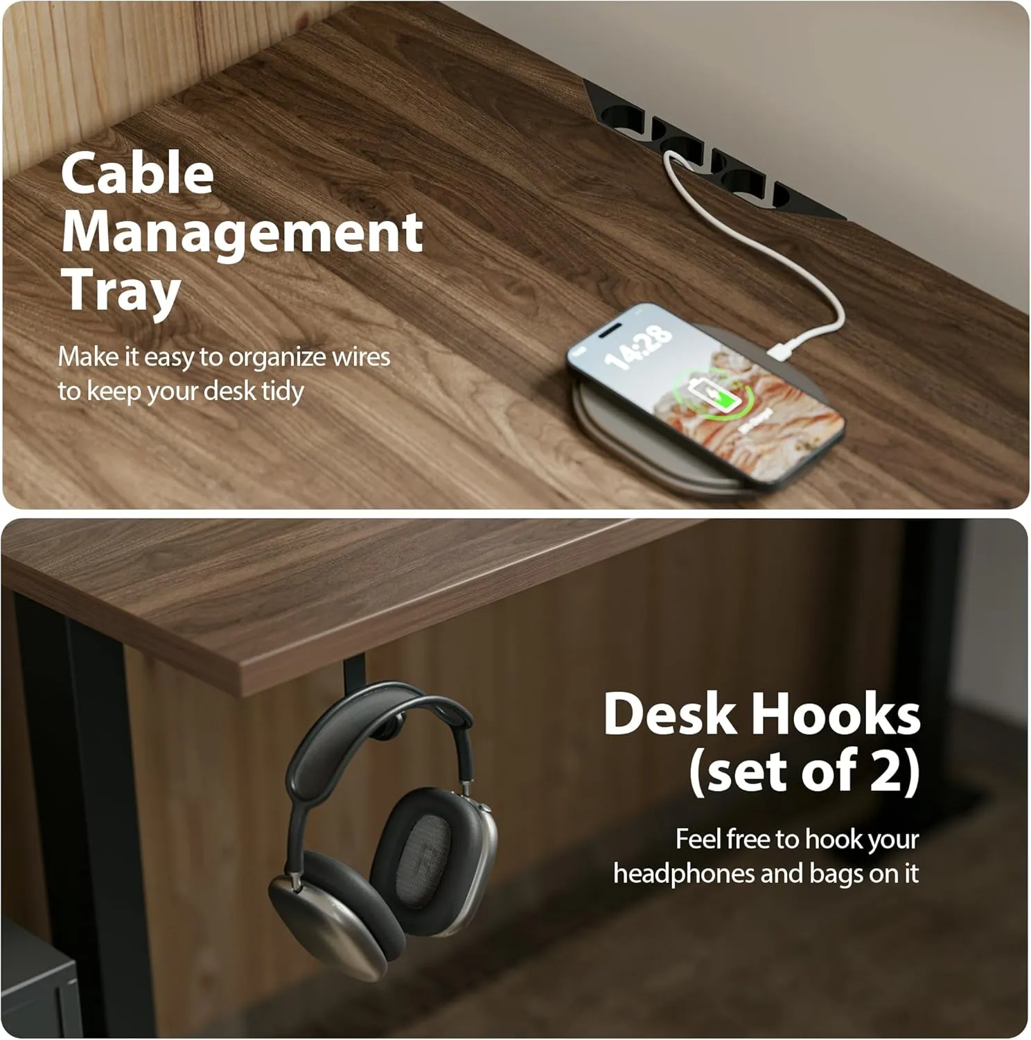Agilestic 59 Inch L Shaped Standing Desk Adjustable Height, Electric Corner Standing Desk, Sit Stand Computer Table with Splice Board, Dark Walnut
