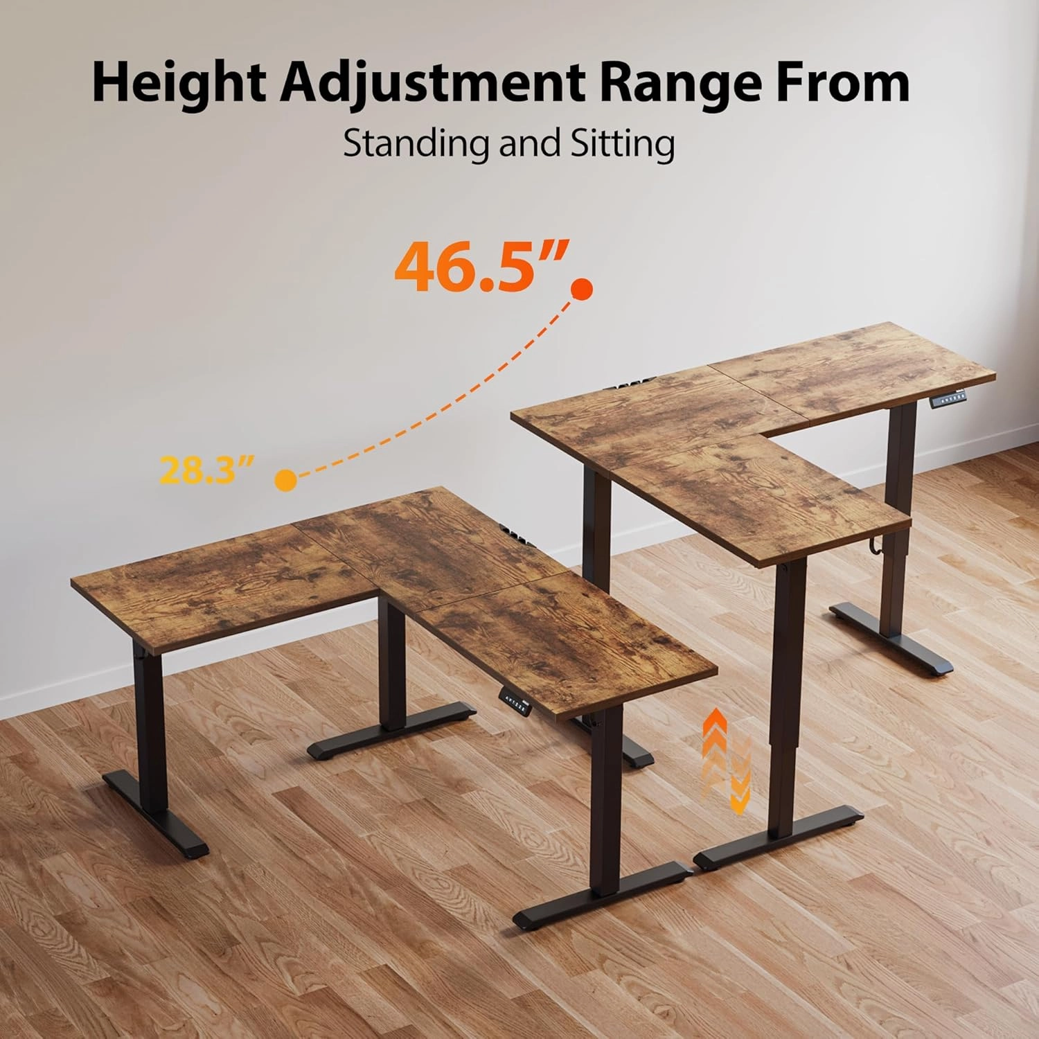 Agilestic 59 Inch L Shaped Standing Desk Adjustable Height, Electric Corner Standing Desk, Sit Stand Computer Table with Splice Board, Rustic Brown