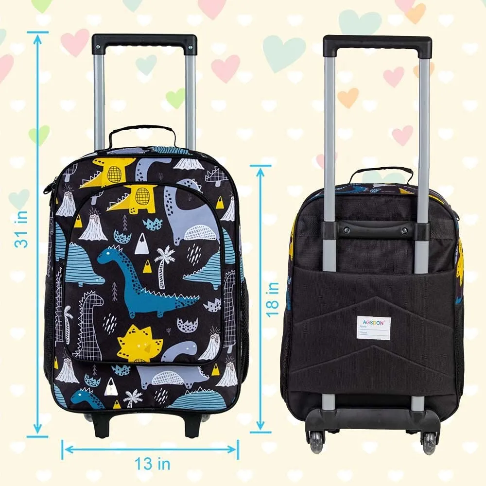AGSDON Kids Luggage for Boys Girls, Cute Rolling Wheels Suitcase for Children Toddler