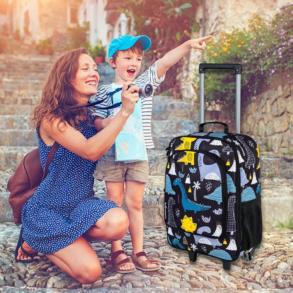 AGSDON Kids Luggage for Boys Girls, Cute Rolling Wheels Suitcase for Children Toddler