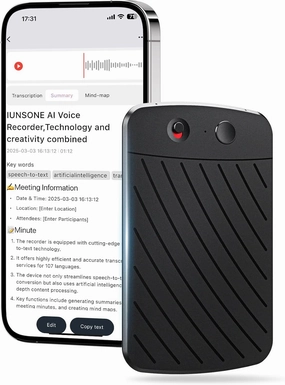 AI Voice Recorder,Note Voice Recorder with Transcribe Summarize ＆ Two-Way Translation,112 Languages,App Control,64GB Memory,Suitable for Lectures,Meetings,Calls,International Exchange