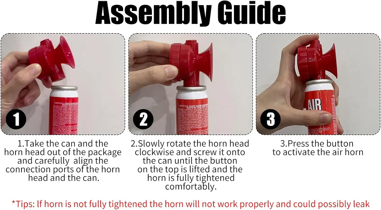 Air Horns for Safety 1.4oz, Boat Horn with Powerful Sound (120 dB) Heard from 1/2 Mile away, Bear Horn to Scare Bears (Blue, 2 Pack)