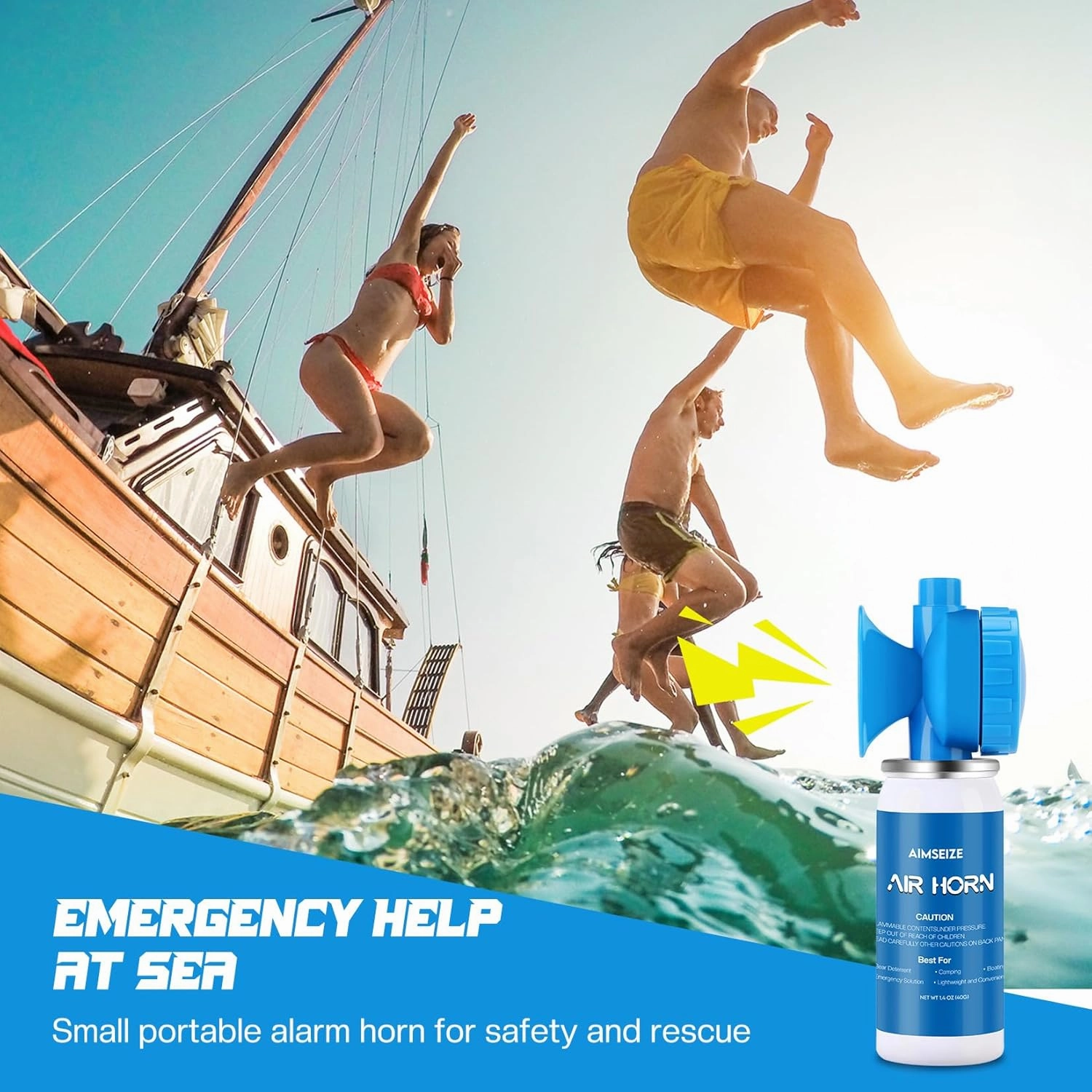Air Horn Bear Horn: Air Horns For Safety Boat Horn For Self Defense - 115dB Heard Up to 0.5-Miles Away (2 Packs)