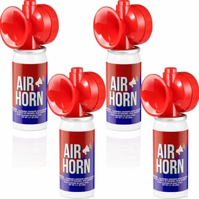 Air Horns for Safety 1.4oz, Coast Guard Approved Boat Horn Marine(120 dB), Air Horn for Dogs, Airhorn for Bears, Airhorn Mini (4 Pack, Red)