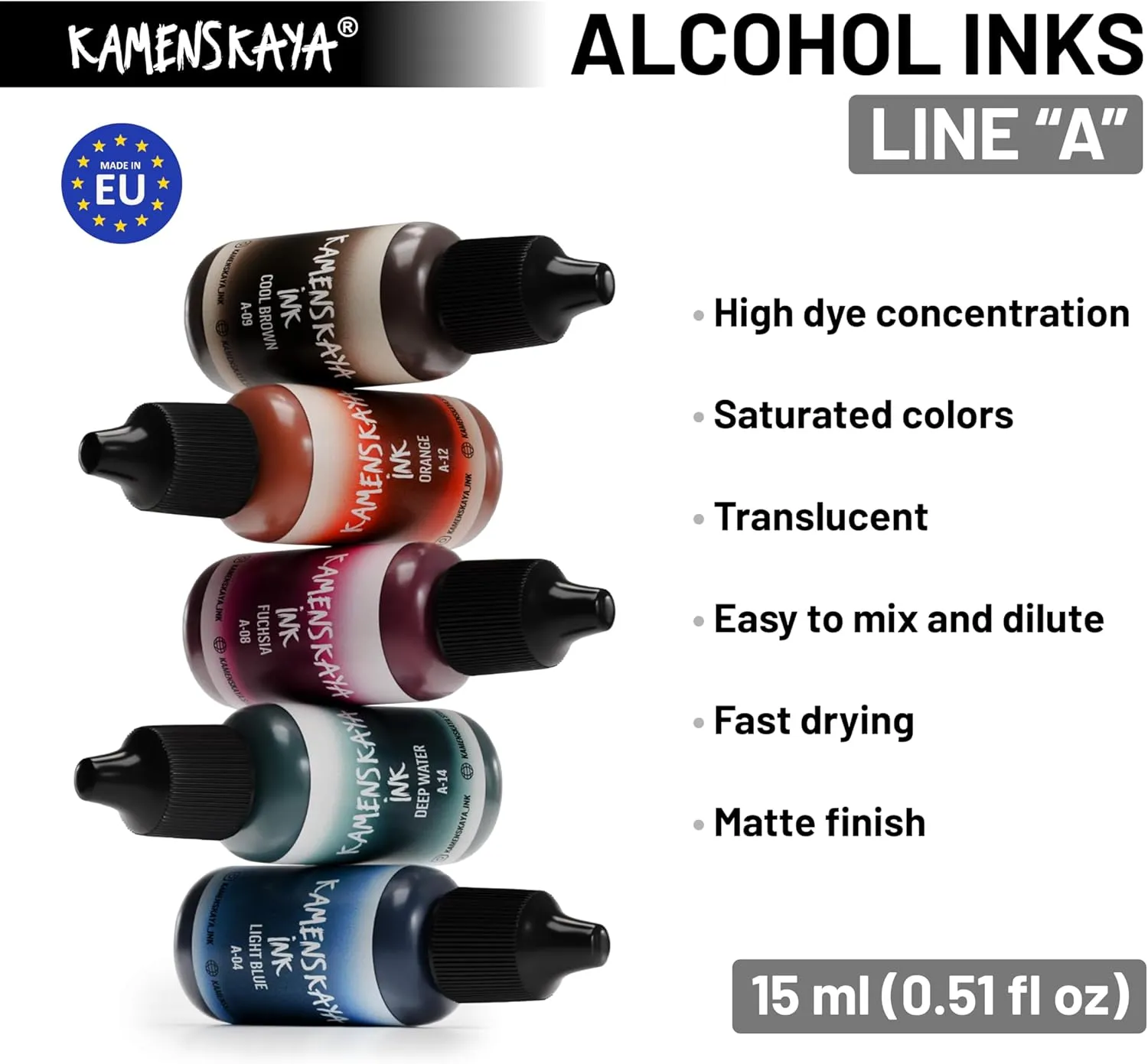 Alcohol Ink Set - 34 Color Variations - Set #12-4 Alcohol Inks x 0.51 fl oz (15 ml)