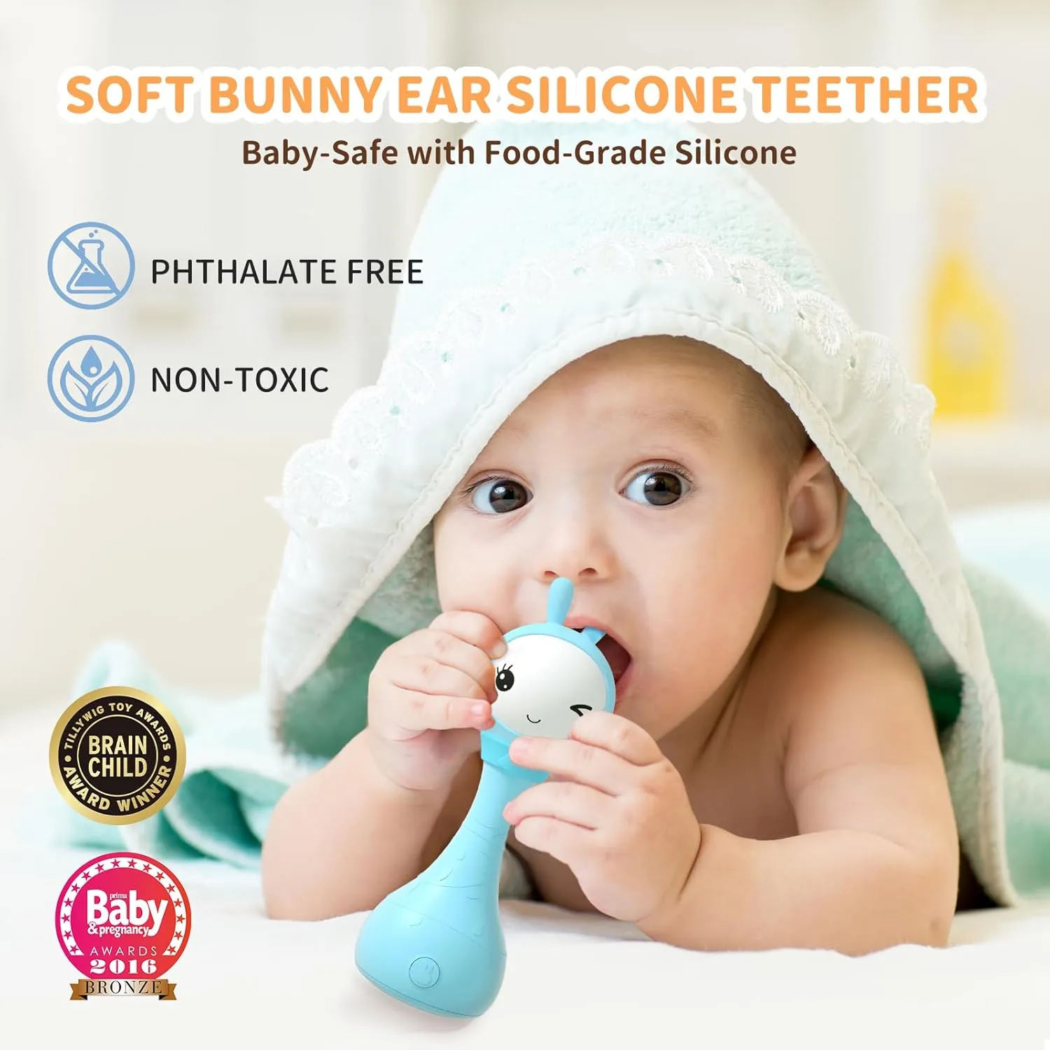 alilo Yoyo Talking Bunny Baby Singing Musical Rattle, Mimicking Toys Repeats What You Say, Preloaded 90  Audio Content, ABC/Number/Notes Learning Toys for Toddlers Infant Newborn Boy Girl Gifts