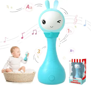 alilo Yoyo Talking Bunny Baby Singing Musical Rattle, Mimicking Toys Repeats What You Say, Preloaded 90  Audio Content, ABC/Number/Notes Learning Toys for Toddlers Infant Newborn Boy Girl Gifts