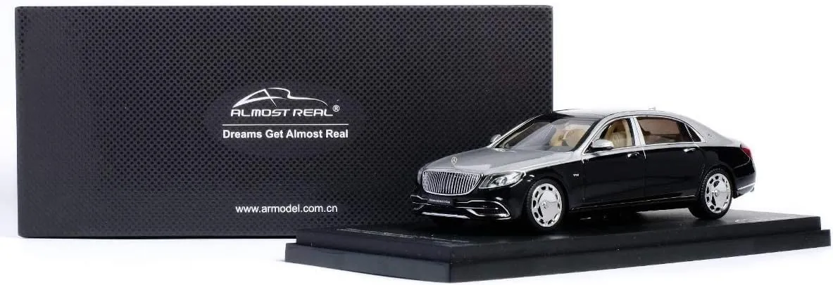 Almost Real Mercedes-Benz Maybach S-Class 2019 1/43 Scale Diecast Mini Car, Black, Silver, Adults, Unisex, 18x9x8 cm