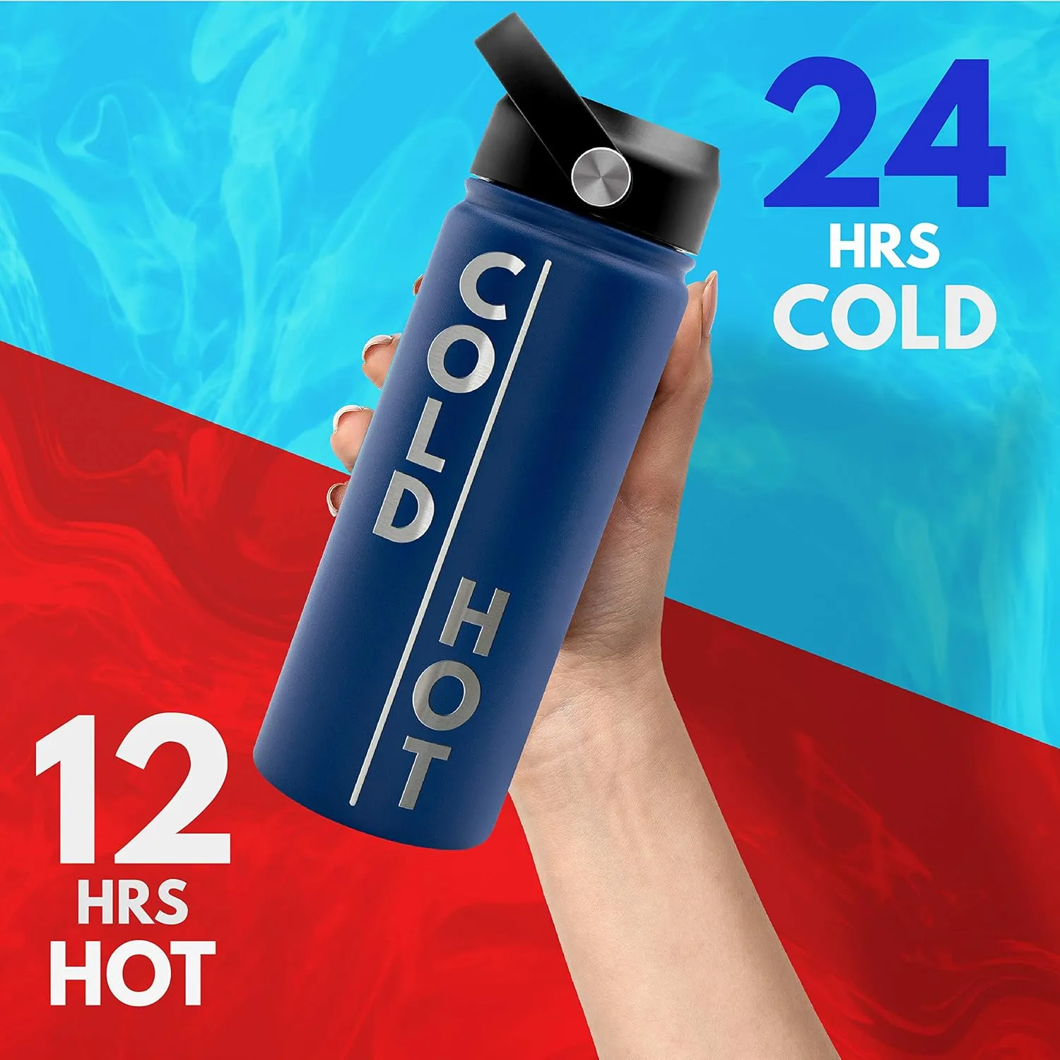 Amazing Items Personalized Water Bottle w/Straw & Lid, 24 oz - Purple | Custom Stainless Steel Sports Water Bottle w/Name and Text - Double-Wall, Vacuum Insulated - Rotating Handle