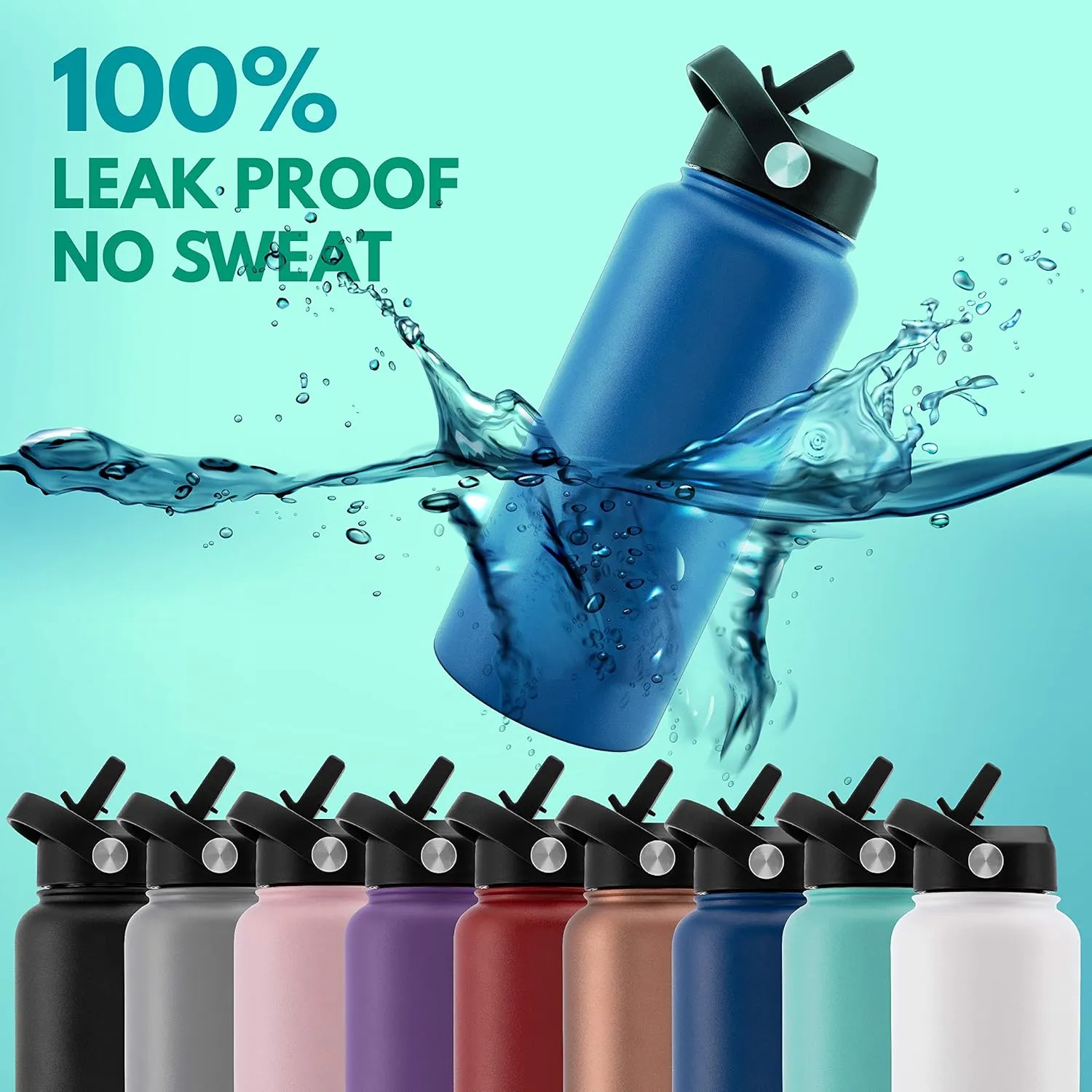 Amazing Items Personalized Water Bottle w/Straw & Lid, 24 oz - Purple | Custom Stainless Steel Sports Water Bottle w/Name and Text - Double-Wall, Vacuum Insulated - Rotating Handle